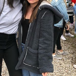 Hooded teddy sherpa jacket